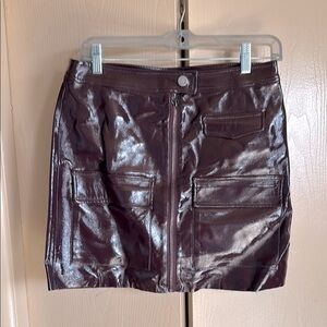 Shiny Eggplant Patent Pleather Mini Skirt